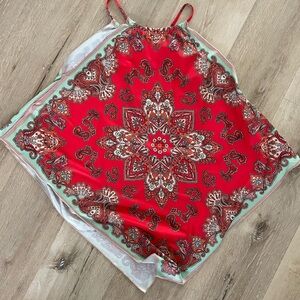 Zara Red and White Paisley Tank Top